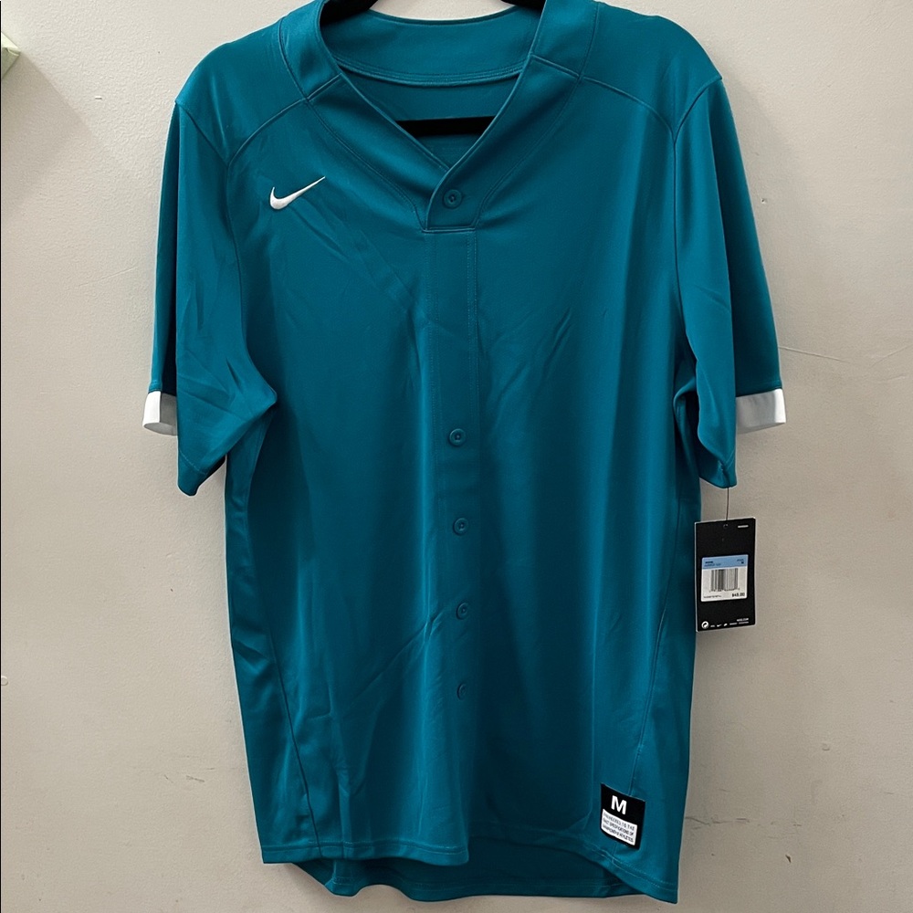 Nike Men's Teal Button-Up Jersey